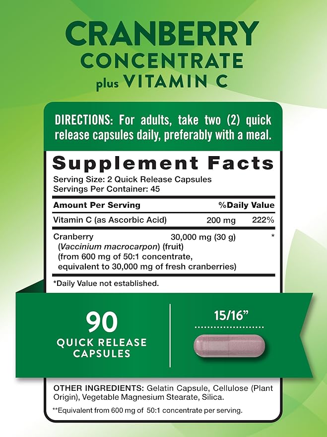 Nature's Truth Cranberry Concentrate Pills 30,000mg | Plus Vitamin C | Triple Strength Support Capsules | Non-GMO & Gluten Free Supplement