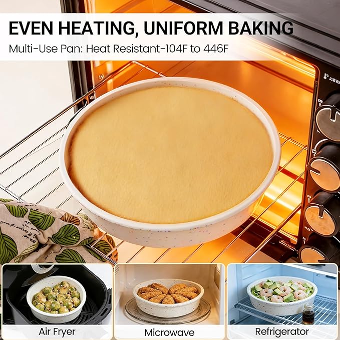 SJ 8 Inch Silicone Round Cake Pan with Metal Reinforced Frame 1Pack, Nonstick Silicone Cake Mold for Baking Suitable for Making Layers, Cheese & Chocolate Cakes