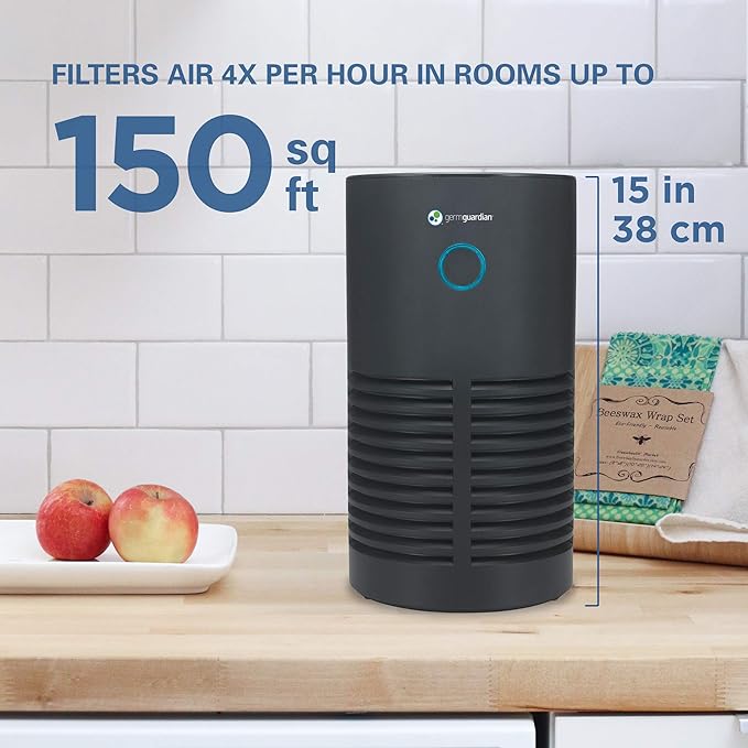 GermGuardian True HEPA Filter Air Purifier for Home, Office, Bedrooms, Filters Allergies, Pollen, Smoke, Dust, Pet Dander, UV-C Sanitizer Eliminates Germs, Mold, Odors, Quiet 4-in-1 AC4700BDLX