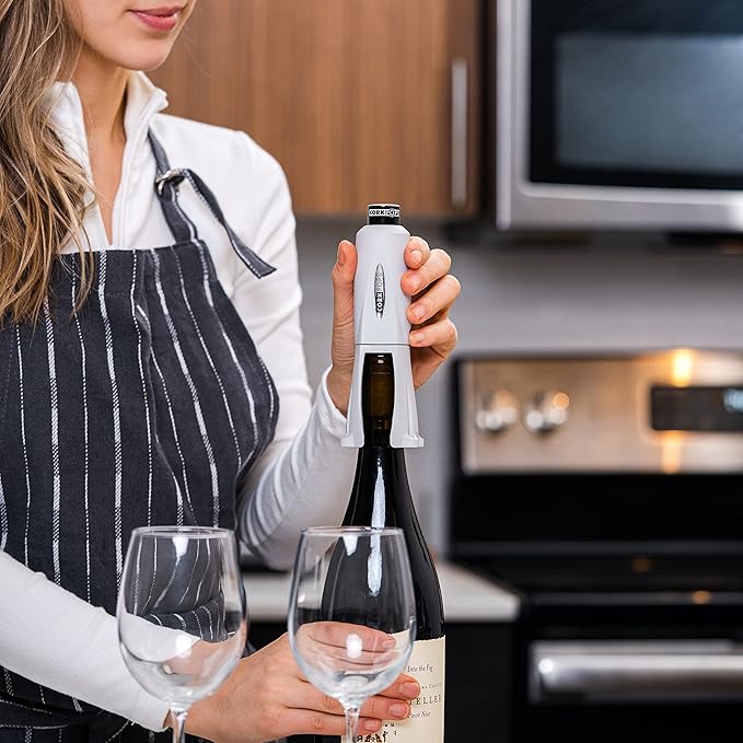 Cork Pops Legacy Wine Opener Built-in 4-Blade Foil Cutter Safe Cork Removal, Effortless Push Button Use, Needle Guard for Safety, Low-Pressure Cartridge Opens Up To 60 (Gray, With 3 Cartridges)