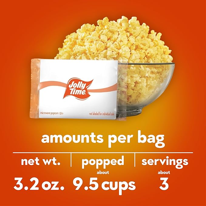 Jolly Time Healthy Pop Buttery Microwave Popcorn, Low Fat Gluten Free Non-GMO, 3oz Sharing Bag, 3 Bags Per Carton (Healthy Pop - Butter & Sea Salt, 3 Ounce (Carton of 3))