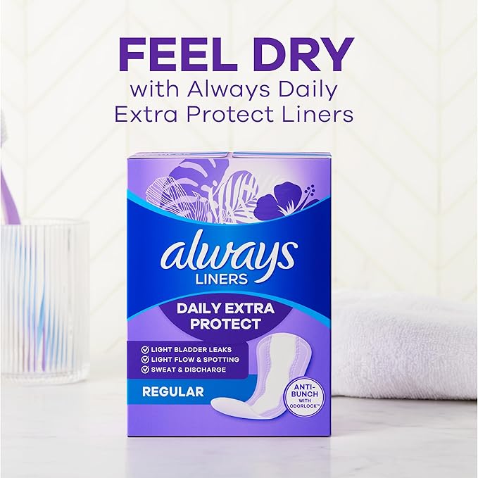 Always Anti-Bunch Xtra Protection Daily Liners Long Unscented, Anti Bunch Helps You Feel Comfortable, 108 Count (Packaging May Vary)