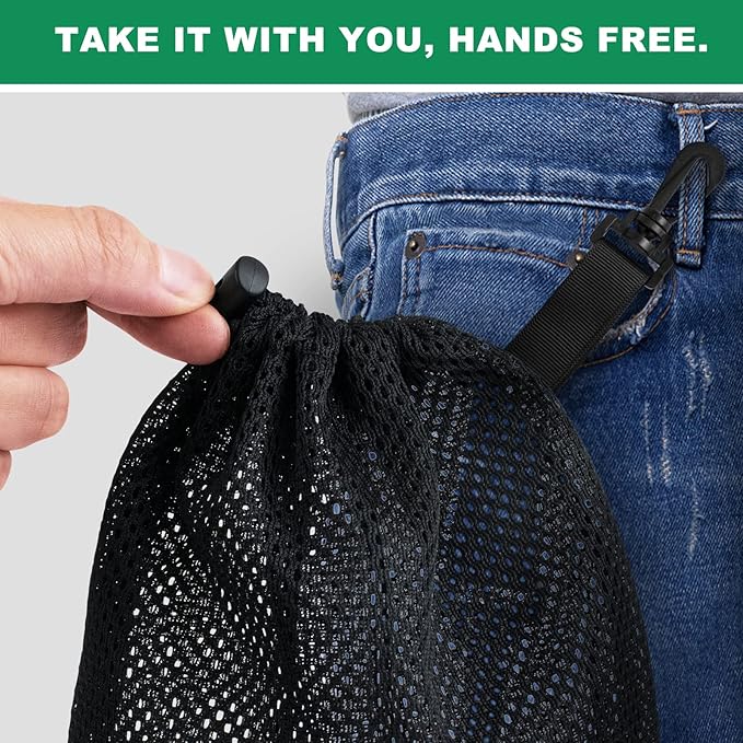 20 PCS With Clips Mesh Drawstring Bags, Portable Nylon Storage Bags for toy,Sports Storage,Outdoor activities etc. (5.9x7.9in)