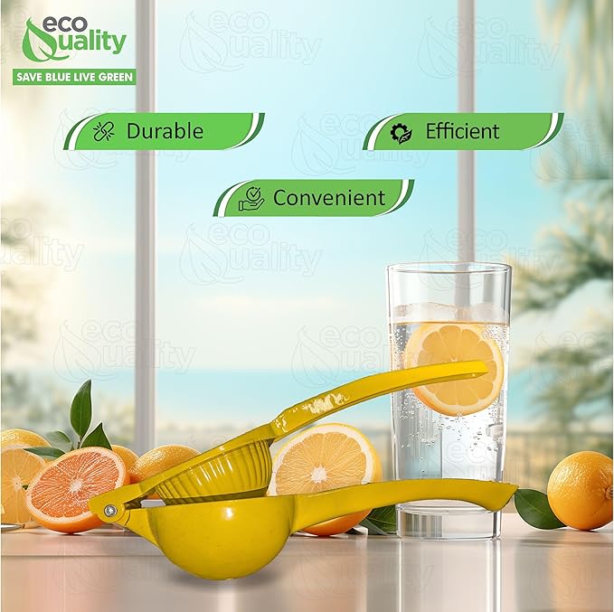 EcoQuality Heavy Duty Handheld Yellow Citrus Juice Squeezer Premium Lemon, Lime & Orange Press for Maximum Extraction Easy to Use, Durable and Rust Resistant Metal Manual Juicer (2)