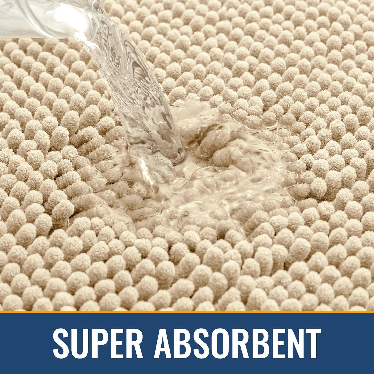 Arotive Bathroom Rugs 44x24, Extra Soft Absorbent Shaggy Chenille Bath Rugs, Machine Washable Rubber Backing Non-Slip Bath Mats for Bathroom Floor Tub and Shower, Home Decor Accessories, Beige