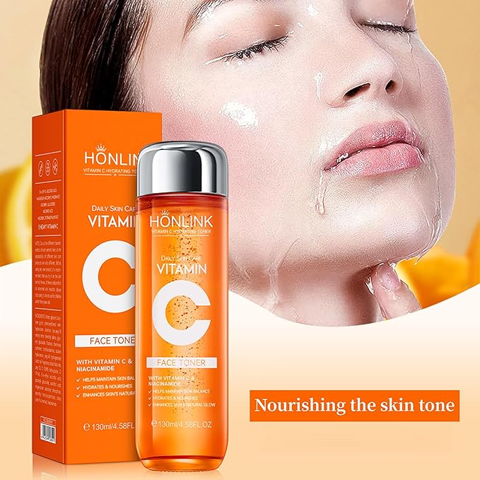 Vitamin C Skincare Kit - 2x Toners & 1x Serum with Niacinamide + Hyaluronic Acid | Hydration Prep,Skin Texture Support | Viral Trio Set , Unique Gift for Women