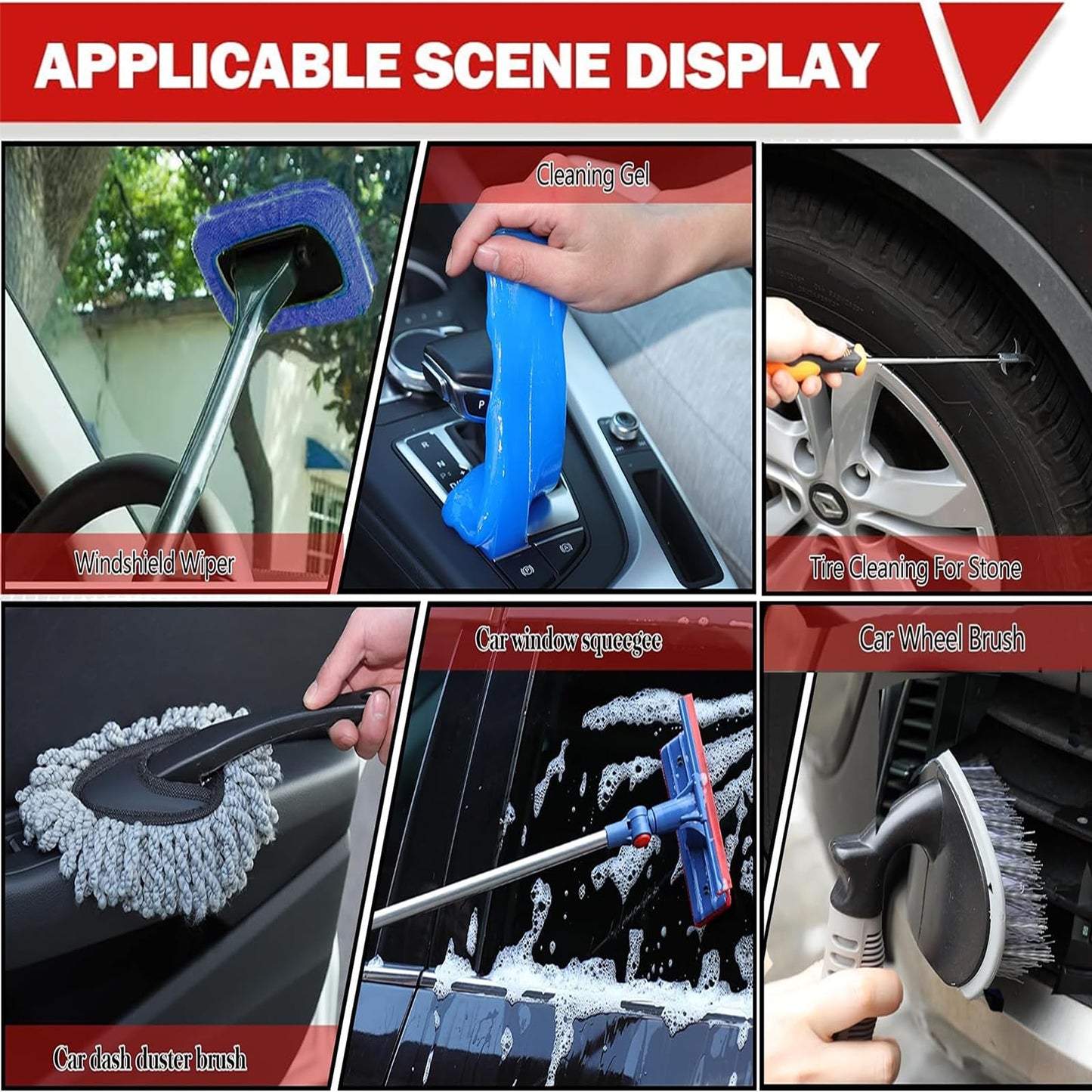 56Pcs Car Wash Cleaning Kit with Foam Gun, Car Wash Brush with Long Handle, Car Detailing Kit, Car Wheel Brush for Car Cleaning Supplies, Adjustable Hose Wash Sprayer-Quick Connector to Any Hose