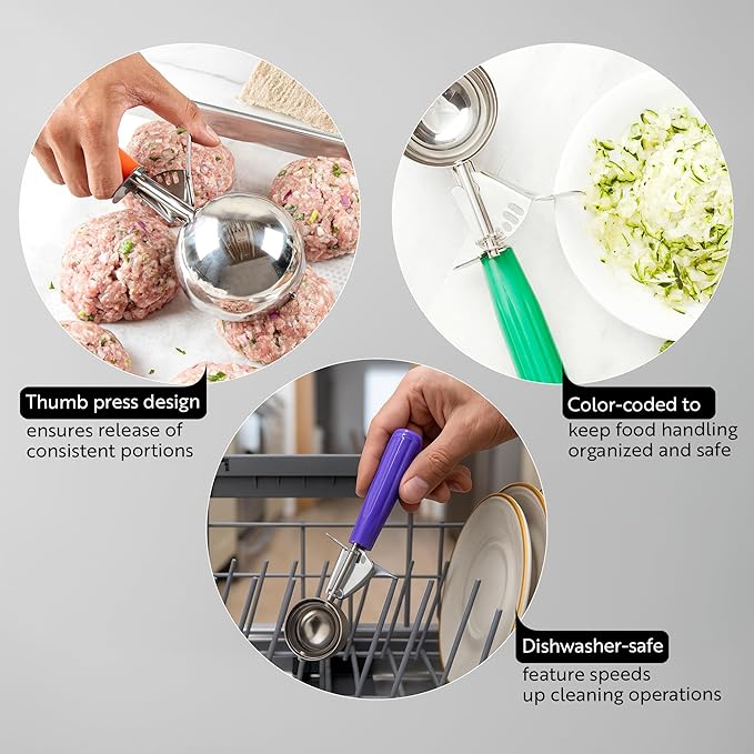 Restaurantware 1.25 Ounce Portion Scoop, 1 Trigger Release Stainless Steel Cookie Scoop - With Black Handle, Stainless Steel Disher, For Portion Control, Cookie Dough, Cupcake Batter, Or Ice Cream