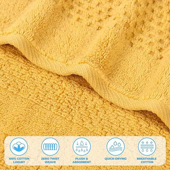 Superior Playa Zero Twist Cotton Medium Weight Towels, for Guest Bath, Bathroom, Shower, Spa, Plush, Quick Dry, Ultra-Soft Towels, Bath Essentials, Waffle Textured, 9 Piece Assorted Towel Set, Gold