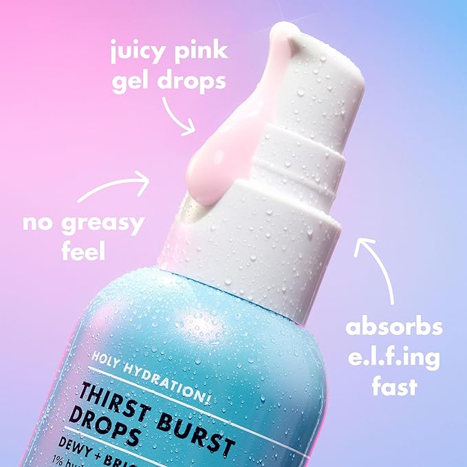 e.l.f. SKIN Holy Hydration! Thirst Burst Drops, Serum For A Radiant Complexion Instantly & Over Time, Made With Hyaluronic Acid, Vegan & Cruelty-Free