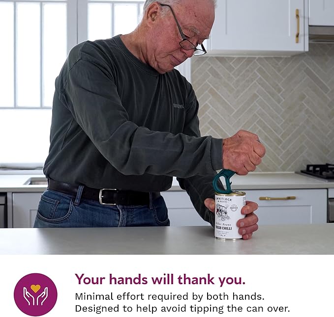 Ring Pull & Pop Top Can Opener (Teal) Easy Open Any Pull Tab Cans for Seniors, Soda, Pet Food, Cat Cans, Beer, Parkinsons Aids for living Gifts, Gadgets for People with Arthritis, kitchen gadgets.