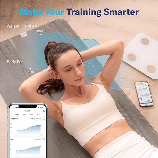 Alcedo Smart Body Fat Scale, Digital Scale with BMI, Fat Percentage, Muscle Mass, Color-Changing with Weight Variation, 400 lb, Bluetooth