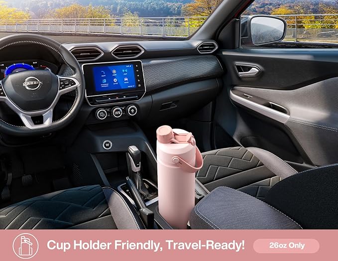 POWCAN 26 oz Insulated Water Bottle with 2-in-1 Straw and Spout Lid, Keep Cold 24H, Leak-Proof, Fits in Car Cup Holder, Stainless Steel Water Bottle for Sports, Travel, Gift and School (Kiss Me Berry)