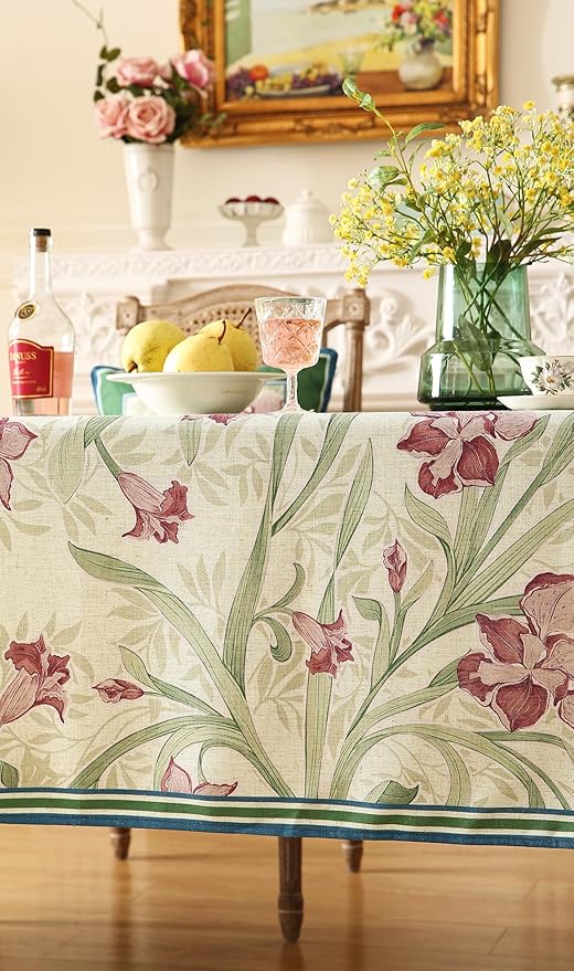 patdrea Designer French Vintage Green Rectangle Tablecloth,Vintage Linen and Floral Pattern Extra Long Table Cloth,Decor Table Cover for Kitchen Dining Christmas Thanksgiving,67"x118"-Tara a