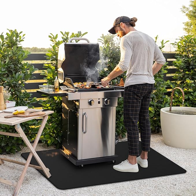 30 x 48inch Grill Mat for Outdoor Grill,Double-Sided Fireproof Grill Pad,Perfect for Outdoor Barbecue Spots,Fireproof, Waterproof, and Oilproof BBQ Protector for Decks and Patios