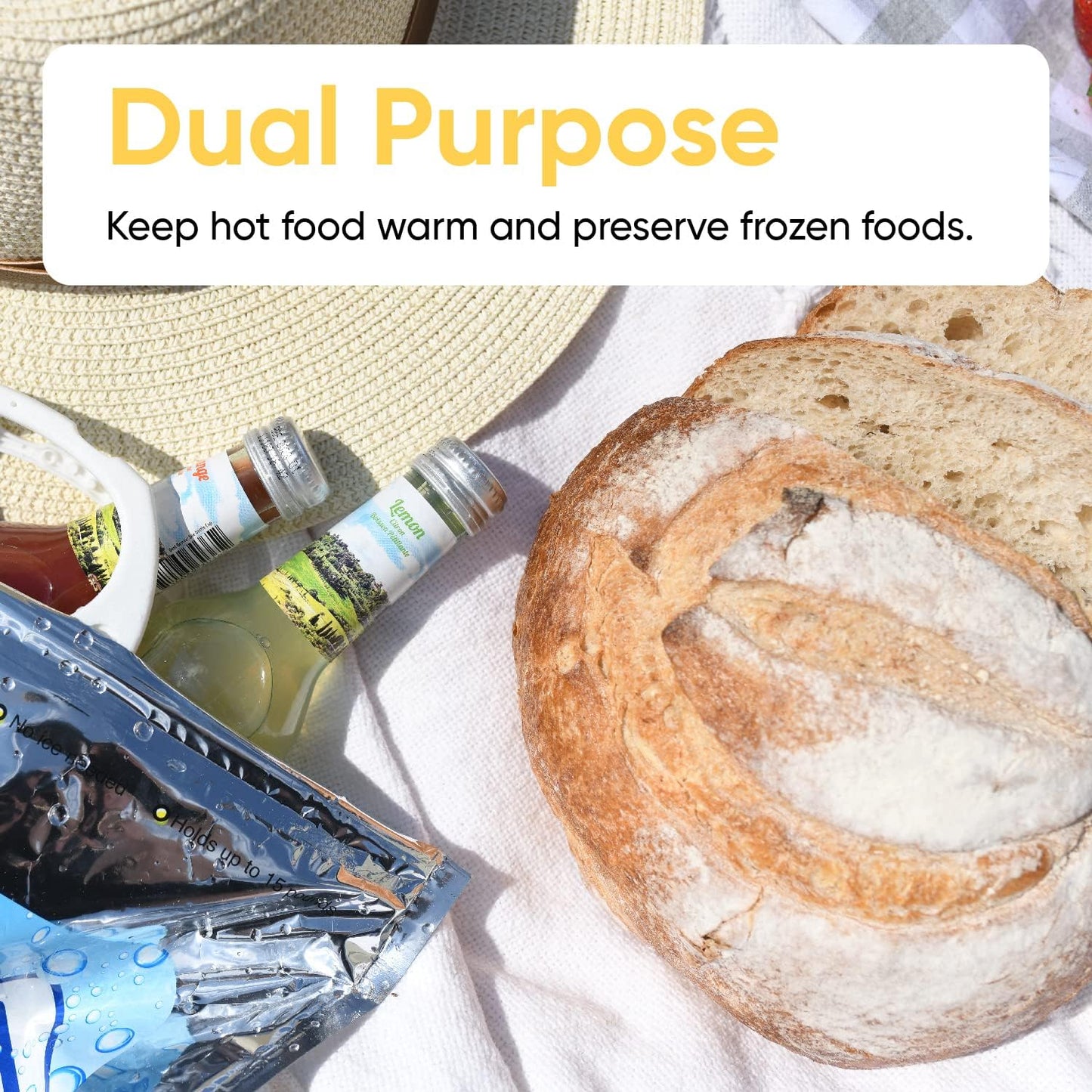 Superio Hot and Cold Insulated Bags for Food Delivery, Grocery Shopping Bags, Food Storage for Hot and Frozen Food for Travel, Disposable Cooler Bag, Reinforced Thermal Lunch Bag (2, 13"x7"x15.5")