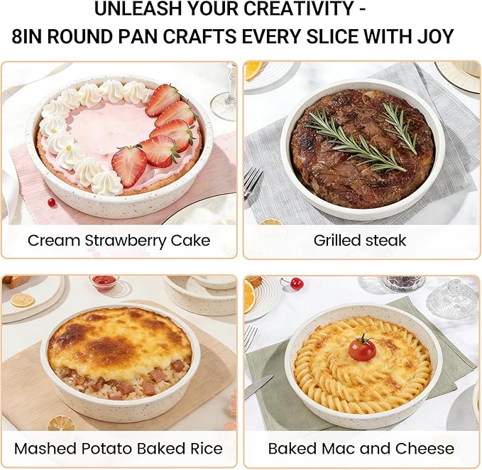 SJ 8 Inch Silicone Round Cake Pan with Metal Reinforced Frame Set of 3, Nonstick Silicone Cake Mold for Baking Suitable for Making Layers, Cheese & Chocolate Cakes