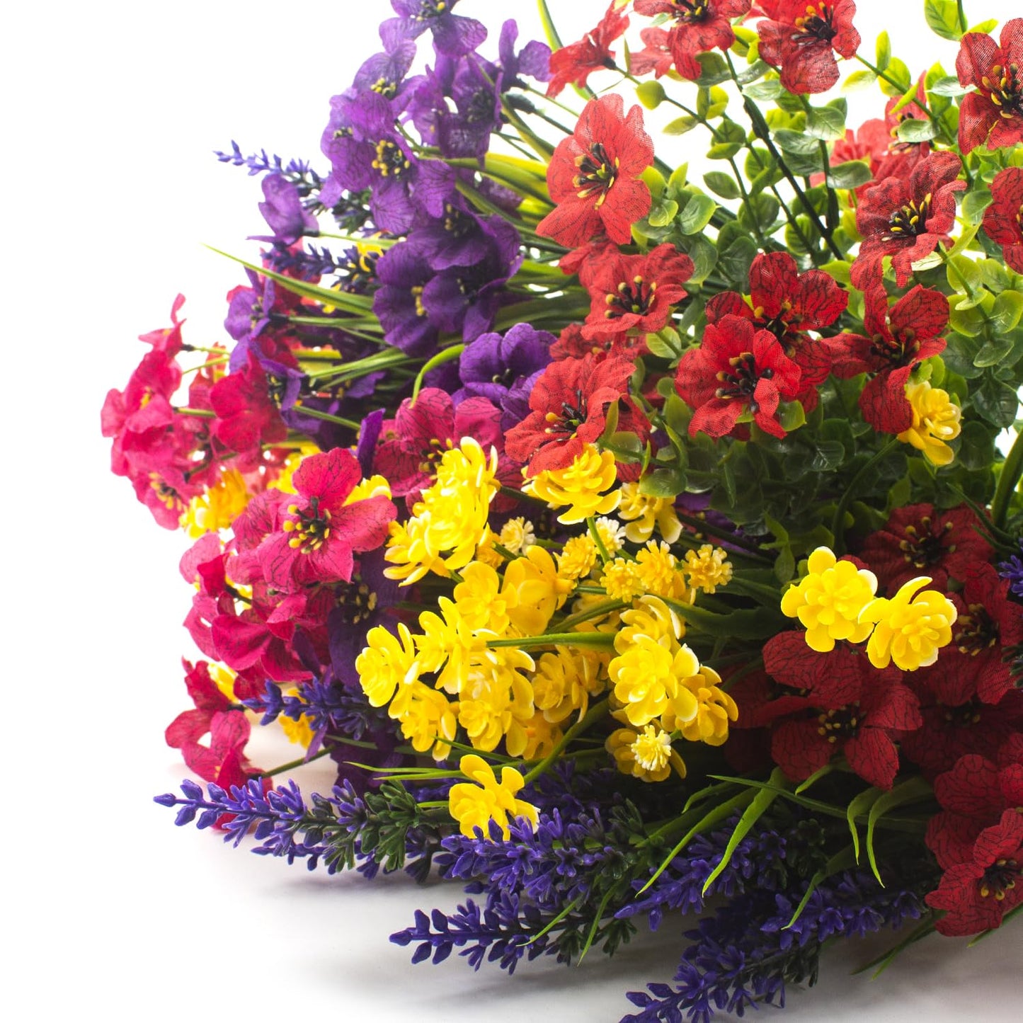 20Pcs UV Resistant Artificial Flowers Outdoor, Realistic Faux Greenery Shrubs with Rust-Proof Stems - Waterproof Fade-Proof Hanging Plants for Garden, Porch, Patio, Cemetery Decor (All-Season Durable)