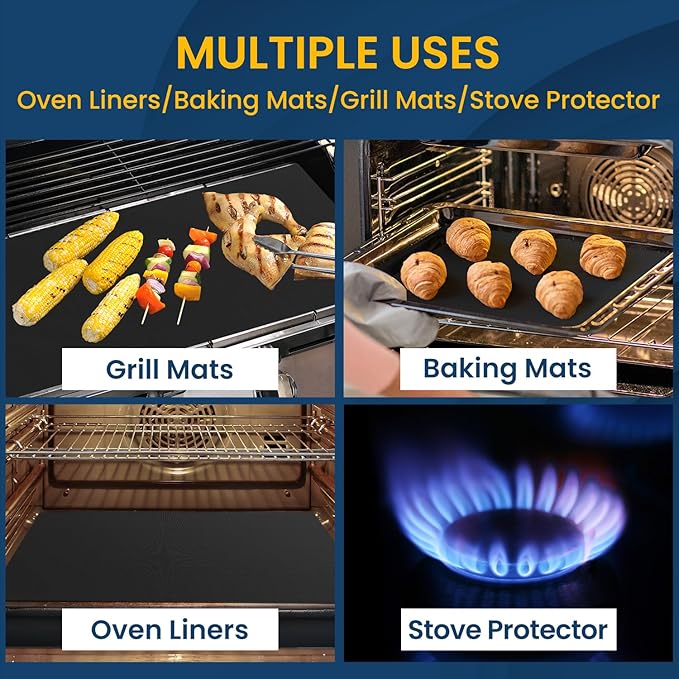 Best German Silicone Baking Mat Roll + 3Pack Large Heavy Duty Oven Protector Mat