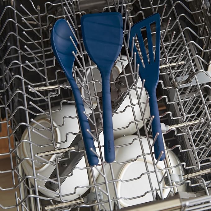 GreenPan Silicone Ultimate Fork, Mixing Stirring Serving, Cooking Kitchen Utensil, Flexible Rubber Nonstick Cookware, Rigid Steel Core, Heat-Resistant, Anti-Slip Handle, BPA-Free Dishwasher Safe, Blue
