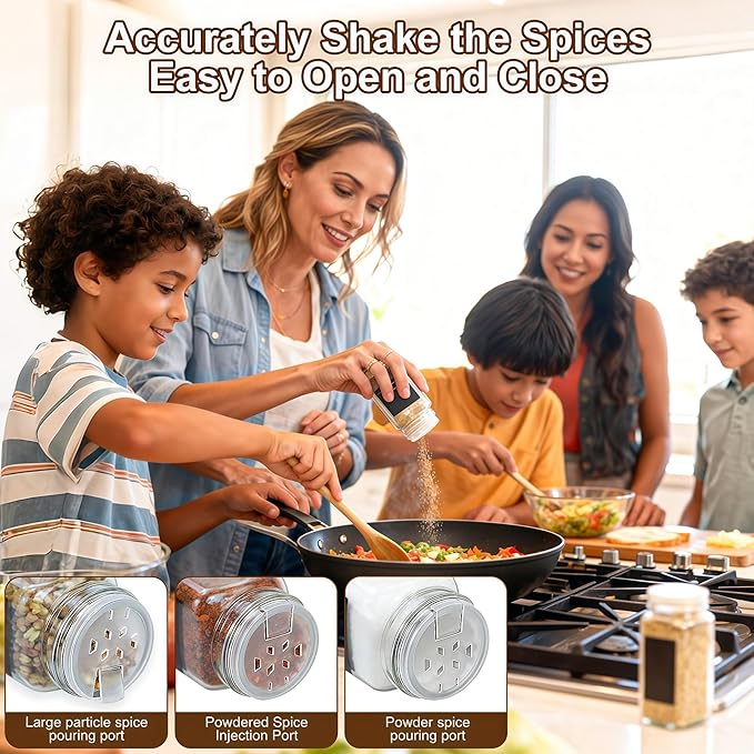 36 Glass Spice Jars with Label-4oz Spice Containers with Pink Lids and Shaker Lids,3 Sets of Spice Labels 1 Collapsible Funnel 2 Erasable Markers (36)