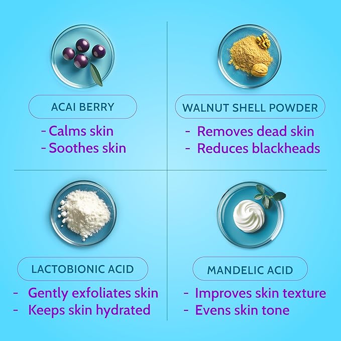 Chemist At Play Gentle Exfoliating Face Scrub with Mandelic Acid & Walnuts | Removes Dead Skin & Blackheads | Detans |Gives Instant Glow| Face Scrub for Women & Men | 100ml