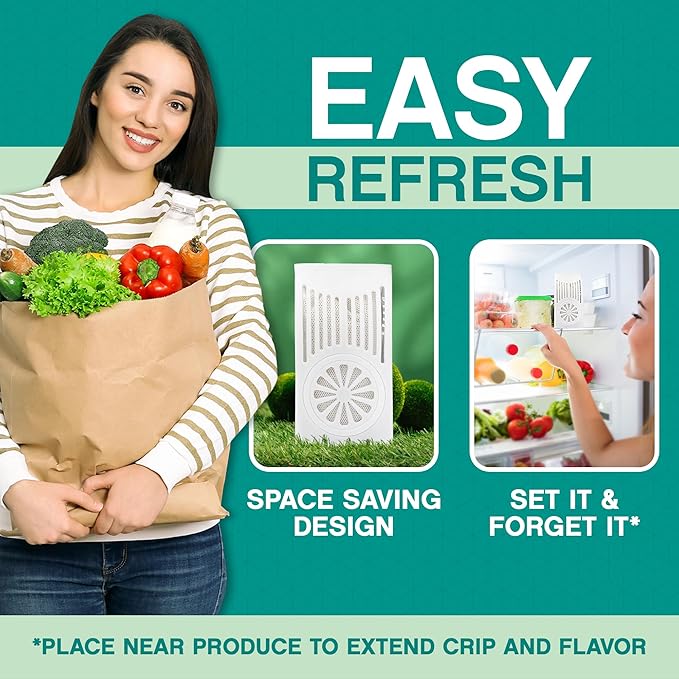 Refrigerator Deodorizer with Zeolites (1-Pack) - Odor Eliminator for Fridge & Freezer - Outshines Baking Soda and Bamboo Charcoal Bags - Long-Lasting, & Safe