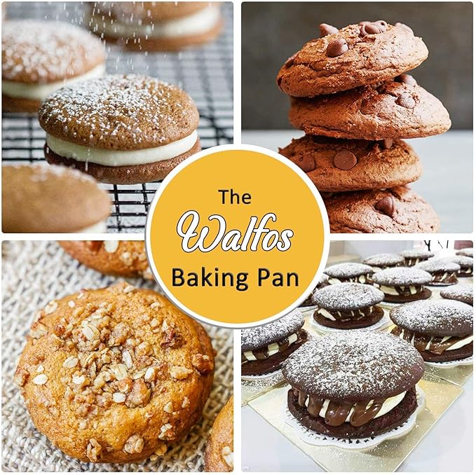 Walfos Silicone Whoopie Pie Baking Pans, 3 Pcs Non-Stick Muffin Top Pan. Food Grade and BPA Free Silicone, Great for Muffin, Eggs, Tarts and More, Dishwasher Safe