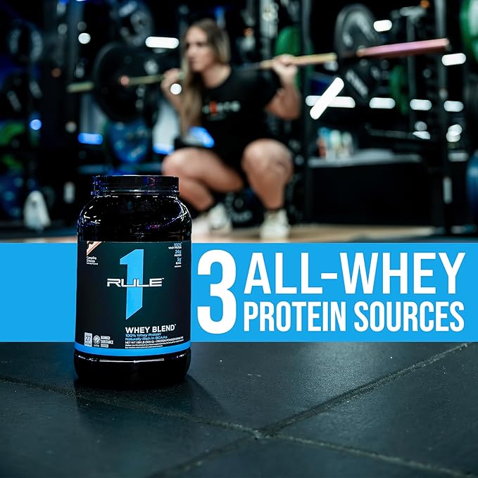 Rule One Proteins, R1 Whey Blend - 24g Fast-Acting Whey Protein Concentrates, Isolates, and Hydrolysates Per Serving, with Naturally Occurring EAAs and BCAAs (1 Pounds*, Vanilla Ice Cream)