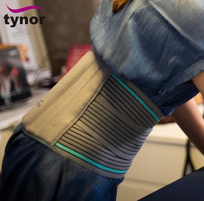 TYNOR Lumbar Support Belt Breathable Compression Lower Back Brace, Adjustable Waist Lumbar Support Brace for Men & Women, Herniated Disc, Sciatica, Back Pain & Heavy Lifting (Large, Grey)