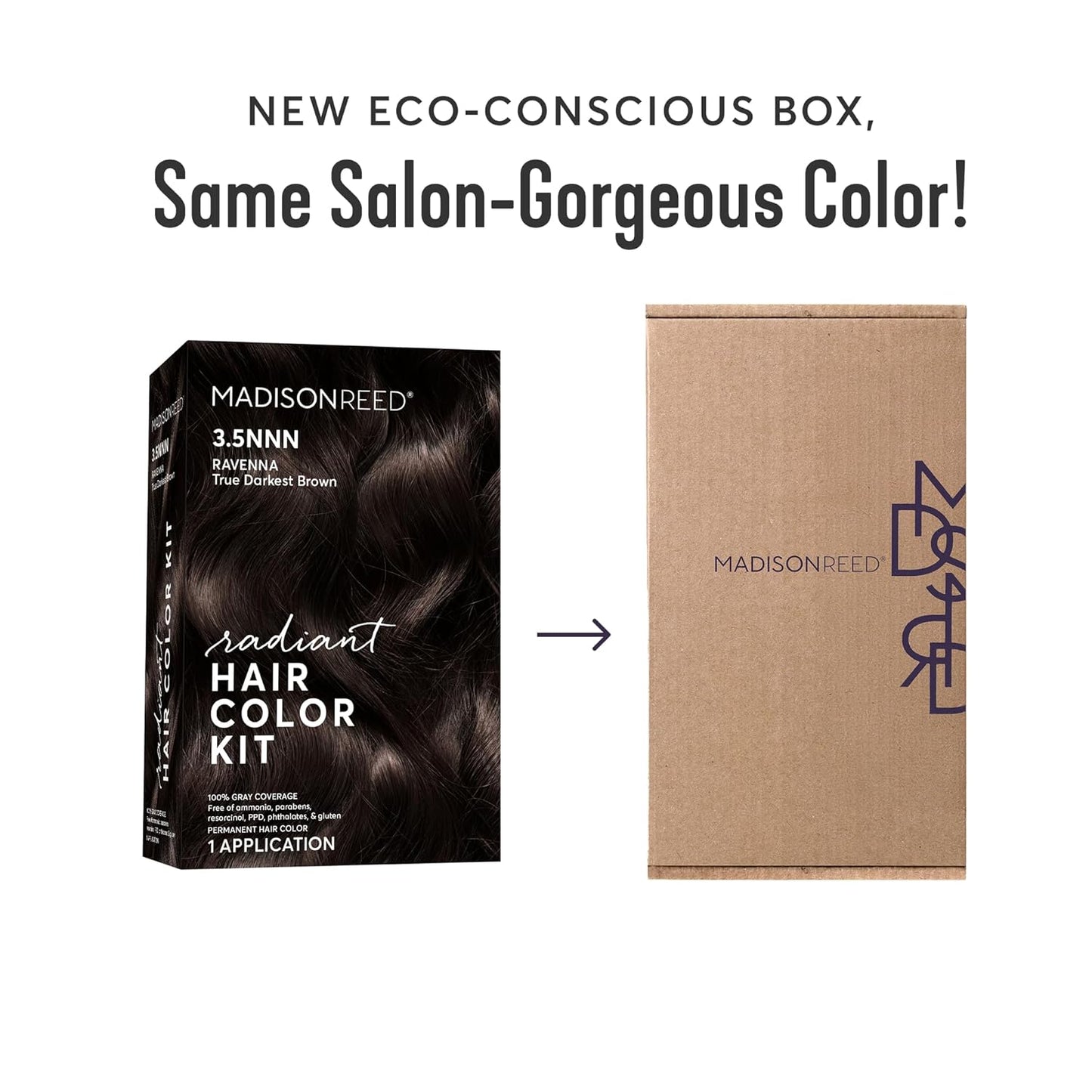 Madison Reed Radiant Hair Color Kit | 3.5NNN Darkest Brown-Black (Ravenna Brown) 100% Maximum Gray Hair Coverage | Permanent Hair Dye for Resistant Grays | PPD-Free & Ammonia-Free |2 Pack