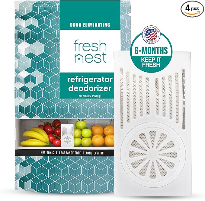 Refrigerator Deodorizer with Zeolites (1-Pack) - Odor Eliminator for Fridge & Freezer - Outshines Baking Soda and Bamboo Charcoal Bags - Long-Lasting, & Safe