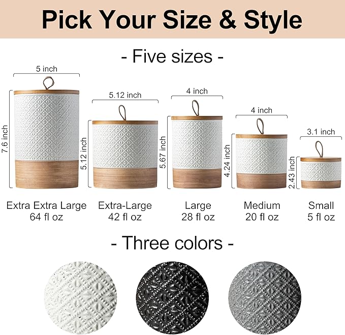 Miamolo Large Coffee Containers with Lids, Ceramic Coffee Canister Kitchen Food Storage Cookie Jars with Airtight Lid for Spice Sugar Tea Candy, Stackable Decorative Jars for Counter - White 28 fl.oz