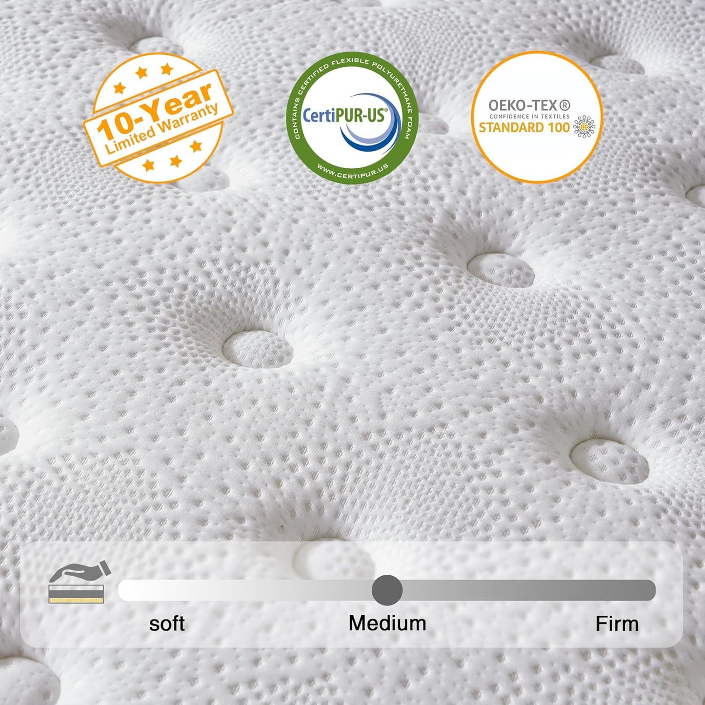 Queen Mattress, 10 Inch Hybrid Mattress in a Box, Memory Foam and Individual Pocket Springs, Fiberglass Free, Soft and Breathable, Medium Firm Feel