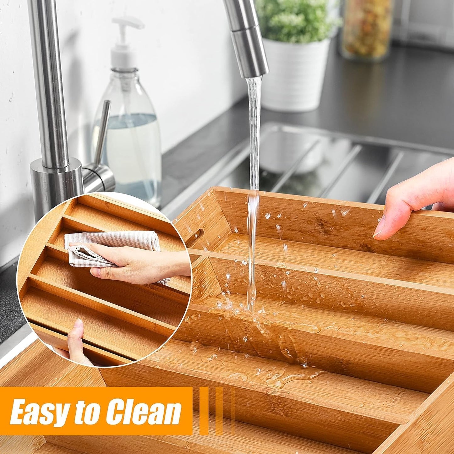 Kitchen Silverware Drawer Organizer and Storage Flatware Cutlery Utensil Holder Spice Rack Containers Bathroom Counter Cabinet Office Desk Makeup Drawer Tray Kitchen and Dining Tools Decor Accessories