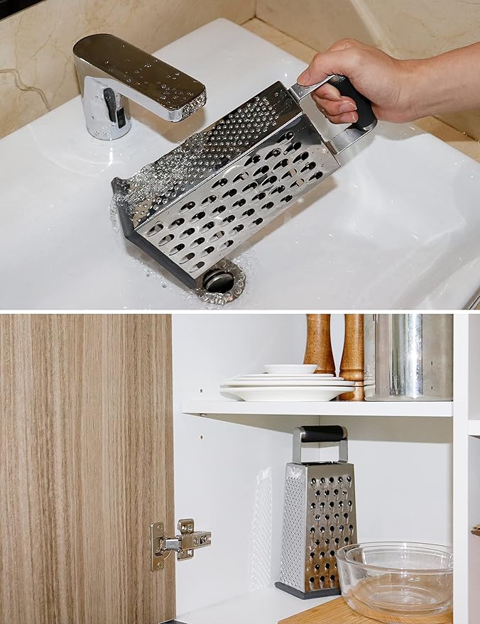 Kaishun Cheese Grater, Box Grater for Cheese Stainless steel Vegetable Slicer Food Shredder 4-sided Convenience for kitchen