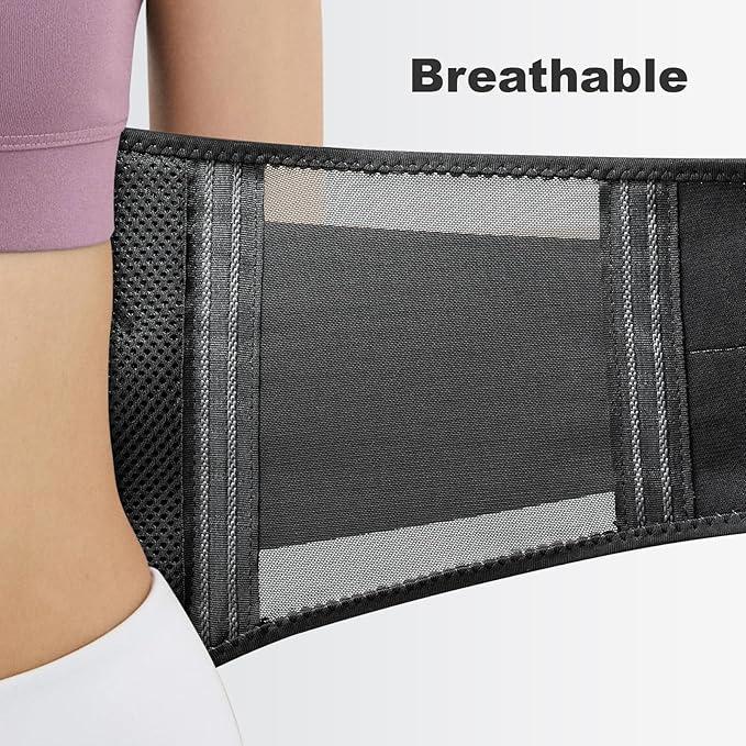 AllyFlex Sports® Lightweight Back Brace for Men & Women Under Uniform, Dual Medical 3D Lumbar Pads for Lower Back Pain Relief, Breathable Mesh with Adjustable Stapes for Back Stress - M