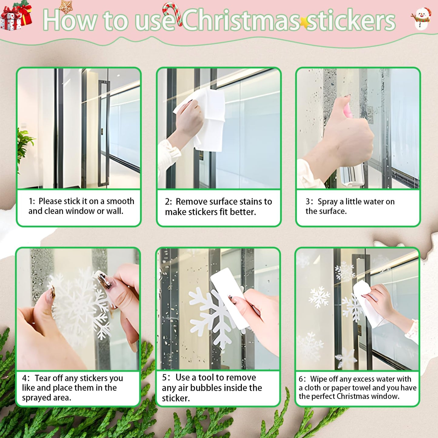 4 Sheets Christmas Window Clings - Snowflake Decals & Stickers for Glass Windows, Holiday & Winter Decor - 60Pcs