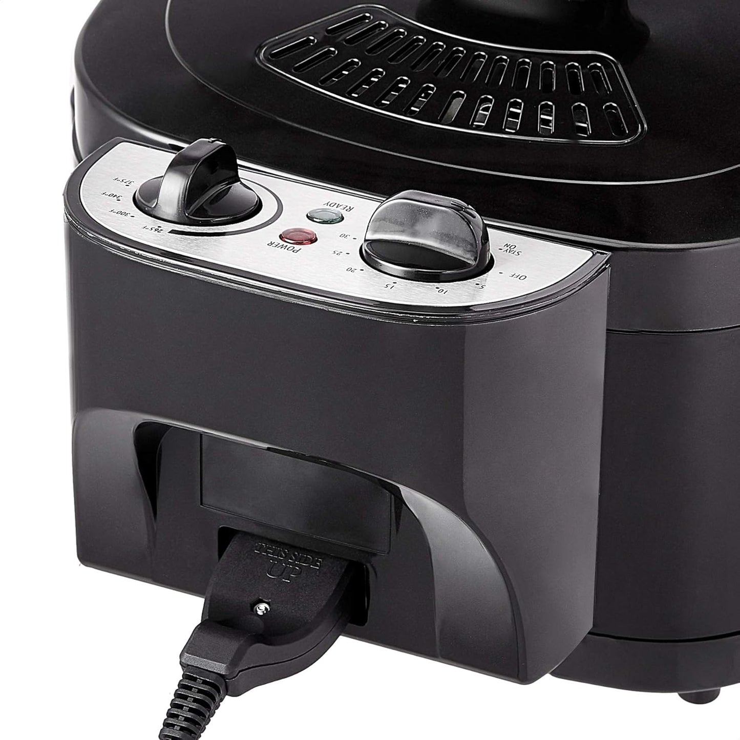 Amazon Basics 2.1-Qt (2.0L) Electric Deep Fryer with 8-Cup Oil Capacity, Timer, Adjustable Temperature, Easy Draining Basket, Viewing Window, 1500W, Black
