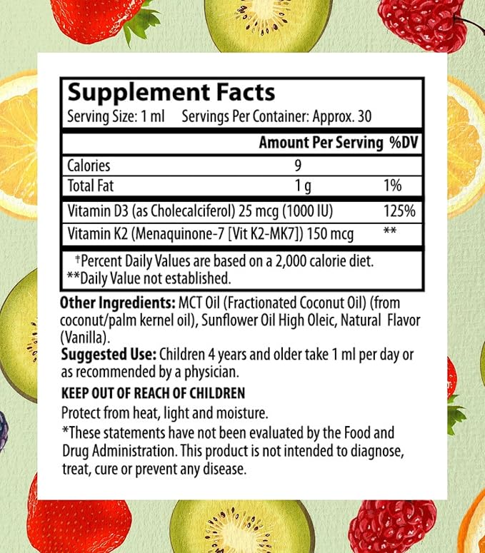 Go Healthy Multivitamin Liquid (1 Bottle) and Vitamin D3 K2 Drops (1 Bottle) for Kids, Toddlers, Teens, Vegan and Vegetarian, Gluten Free, Non-GMO Bundle