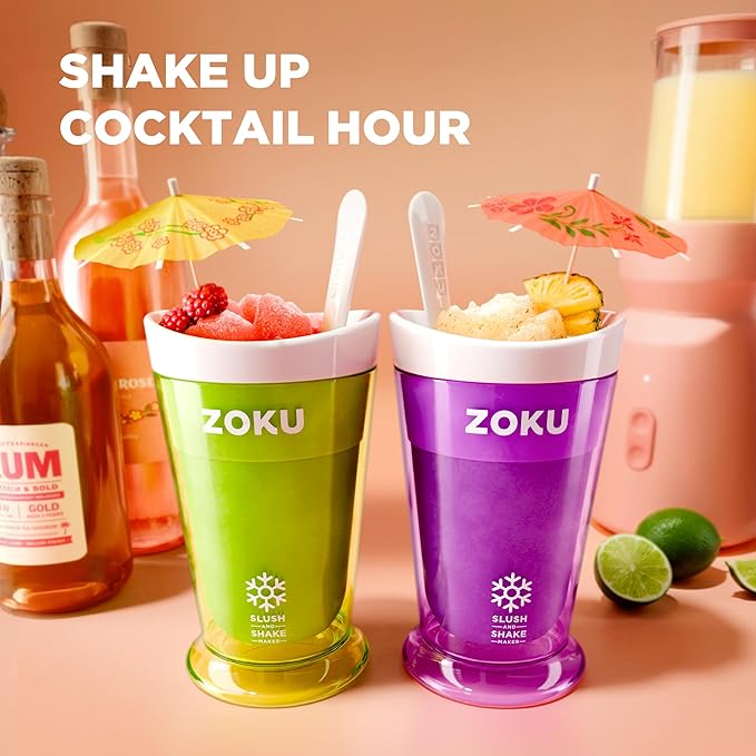 ZOKU Jumbo Slush and Shake Maker, Compact Make and Serve Cup with Freezer Core Creates Single-Serving Smoothies, Slushies and Milkshakes in Minutes, BPA-Free, Bright Blue