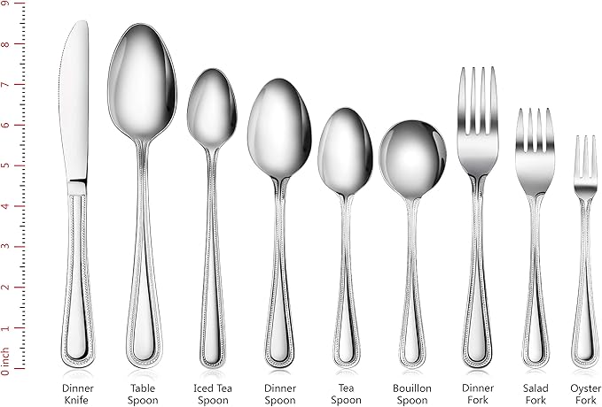 New Star Foodservice 58444 Bead Pattern, Stainless Steel, Dinner Knife, 8.5-Inch Set of 12