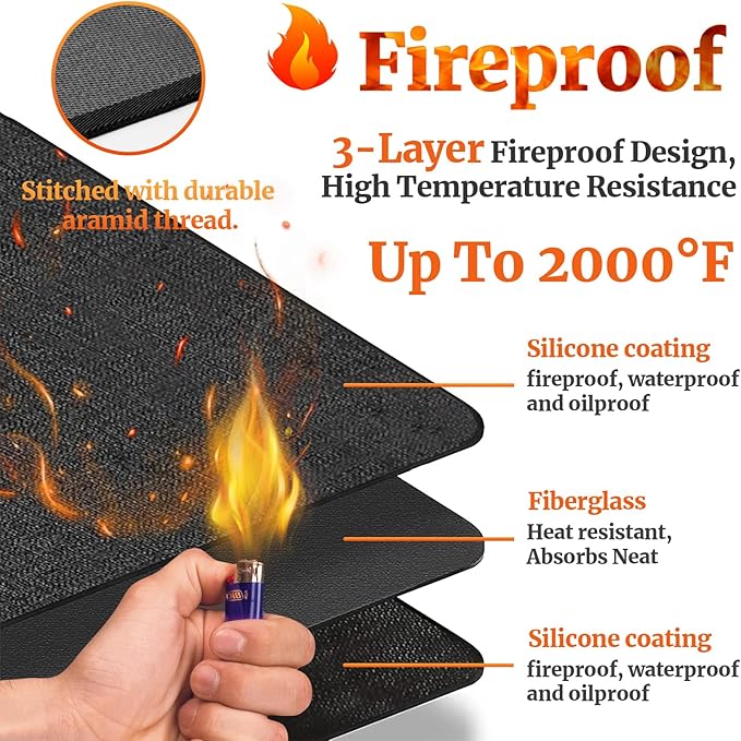30" Round Fire Pit Mat for Solo Stove Bonfire/Under Grill Mat for Outdoor Grill Fireproof Waterproof Oil-Proof, 4 Layers Fireplace Mat BBQ Mat Portable Solo Stove Mat for Deck Patio Grass Smoker