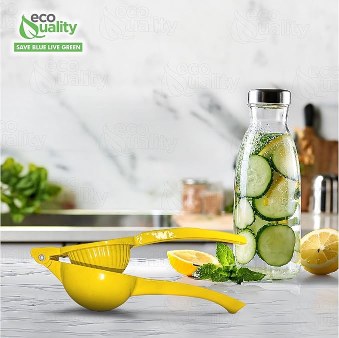EcoQuality Heavy Duty Handheld Yellow Citrus Juice Squeezer Premium Lemon, Lime & Orange Press for Maximum Extraction Easy to Use, Durable and Rust Resistant Metal Manual Juicer (12)