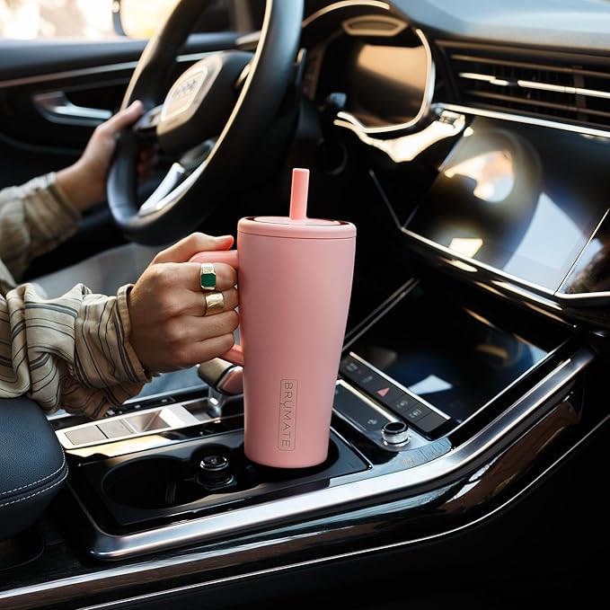 BrüMate Era 20 oz Tumbler with Handle and Straw | 100% Leakproof Insulated Tumbler with Lid and Straw | Made of Stainless Steel | Cup Holder Friendly Base | 20oz (Prickly Pear)
