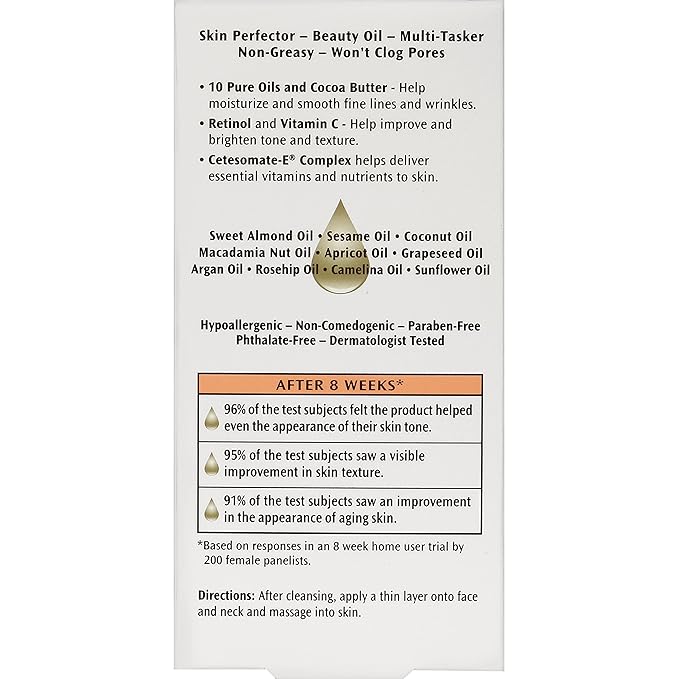 Palmer's Cocoa Butter Formula Moisturizing Skin Therapy Oil for Face with Vitamin E, C & 10 Pure Facial Oils Blend, Rosehip Oil Fragrance, 1 Ounce