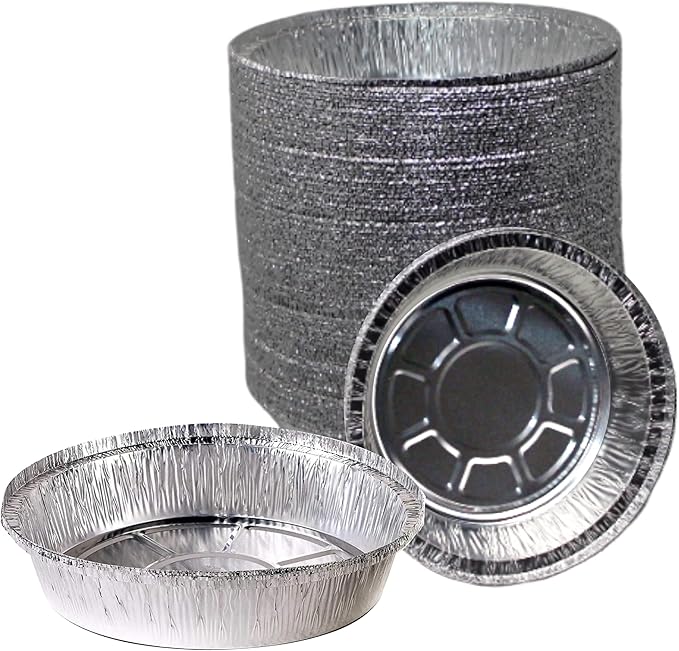 EcoQuality 6" Round Aluminum Foil Pans - Disposable Containers with Foldable Walls for Pie Baking, Cooking, Serving, Reheating, and Storing - Freezer and Oven Safe Tart Pan 500 Pack