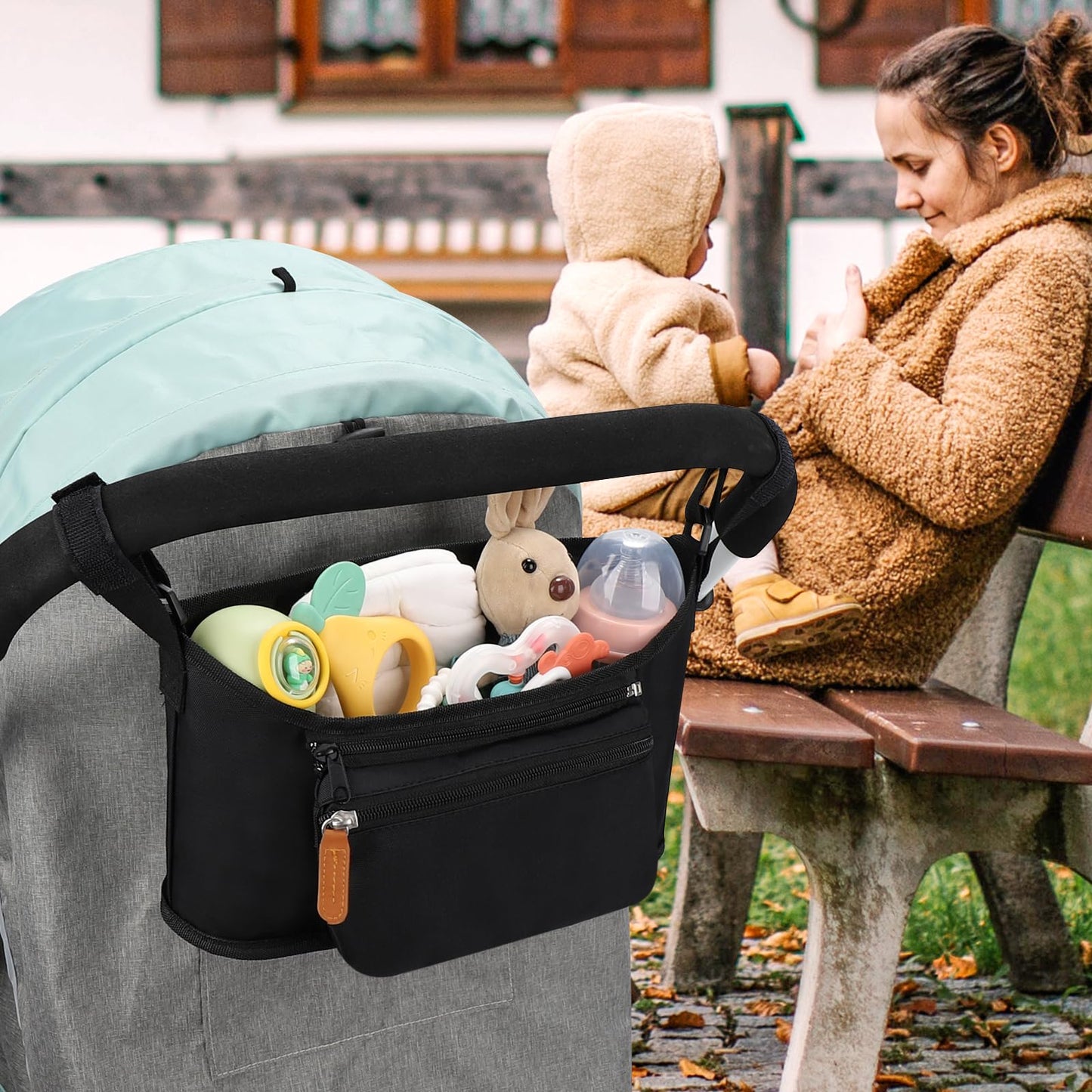 Accmor Universal Stroller Organizer with Detachable Phone Bag, Stroller Bag Caddy Organizer Stroller Accessories for Uppababy, Baby Jogger, Nuna, Doona, Britax Strollers