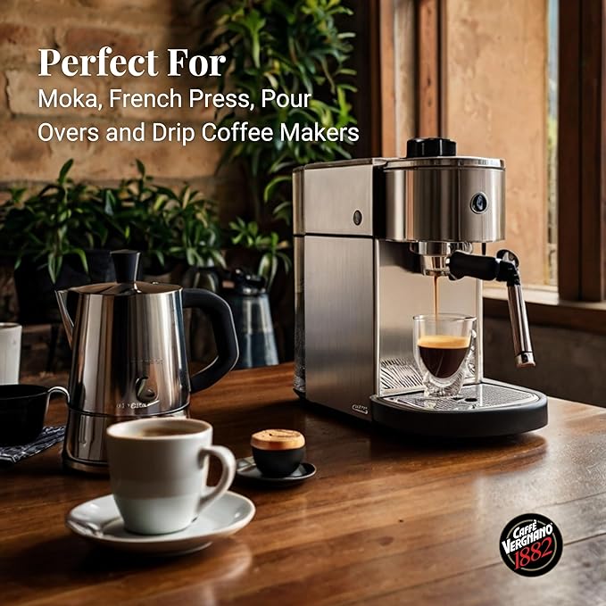Caffe Vergnano Espresso Beans, Large 2.2lb Bag - Medium Roast Arabica Robusta Coffee Beans, Chocolate & Caramel Notes - Perfect for Expresso Machine, Moka Pot, French Press, Drip Coffee Maker