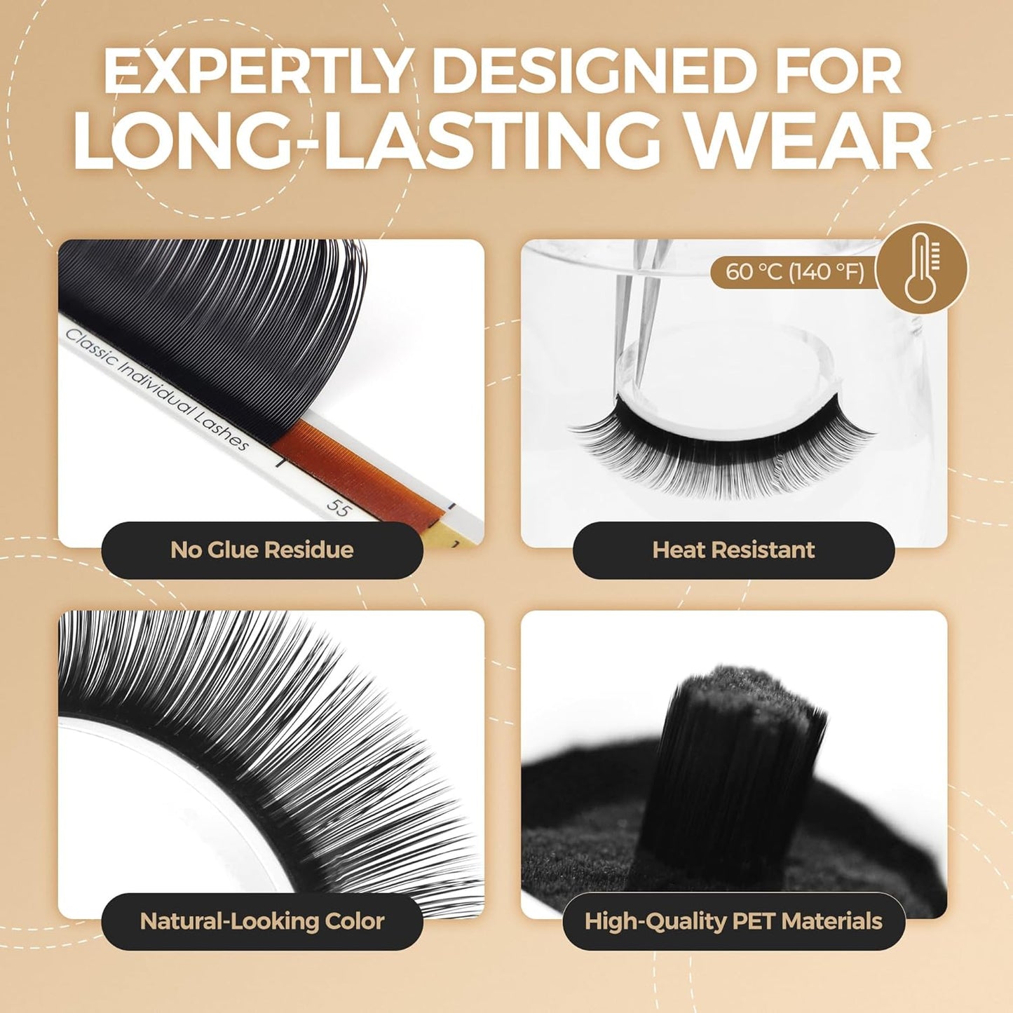 LASHVIEW Faux Eyelash Extensions Volume Fan for Professional Salon UseThickness 0.05mm Soft C Curl Length 8-15mm mixed Semi-Permanent Individual Silk Lashes